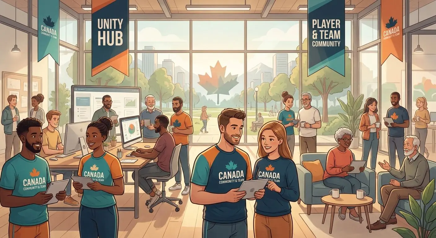 PlayOJO team and community Friendly PlayOJO style team and community illustration