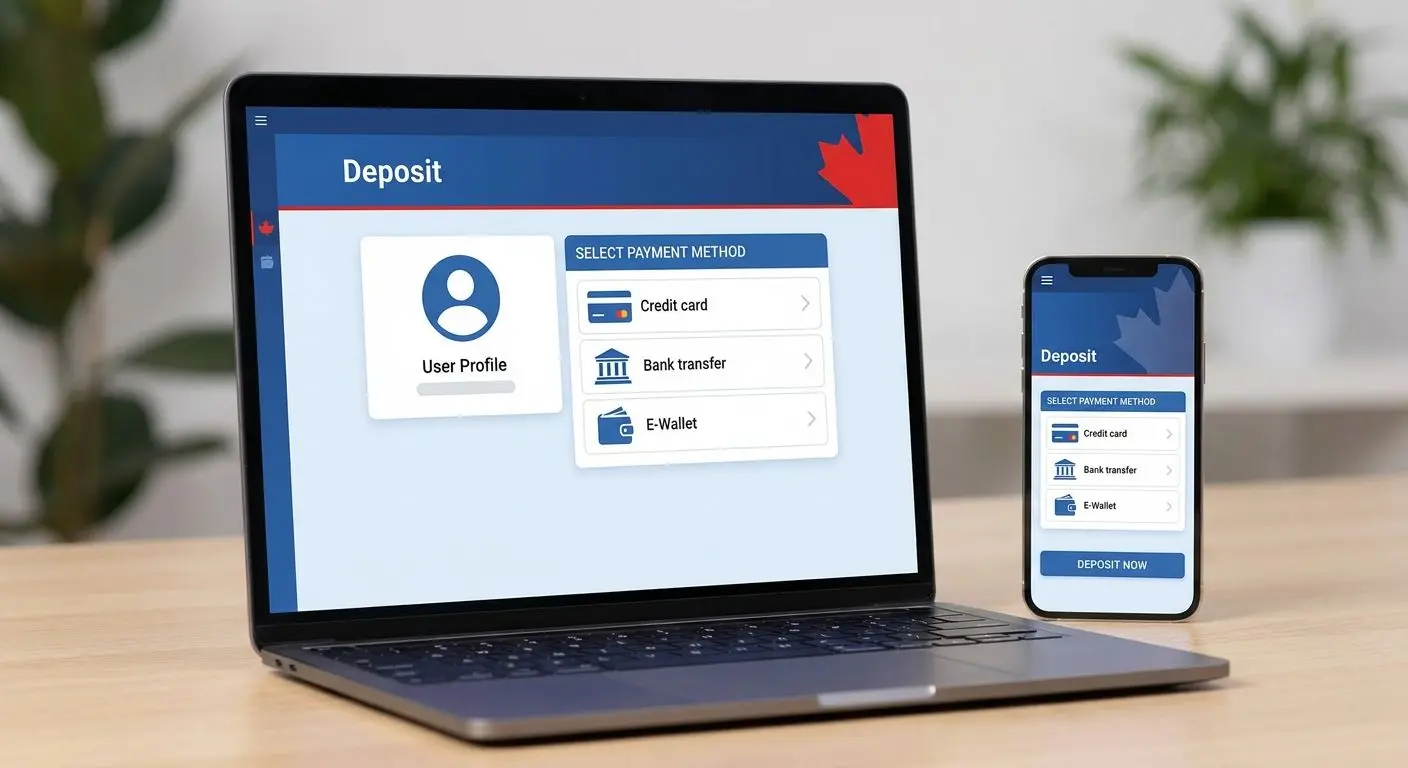 Online cashier interface with payment method icons for Canadian users