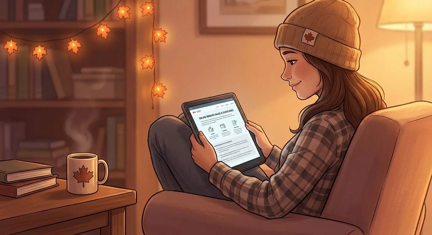 Canadian player reading bonus rules on a tablet
