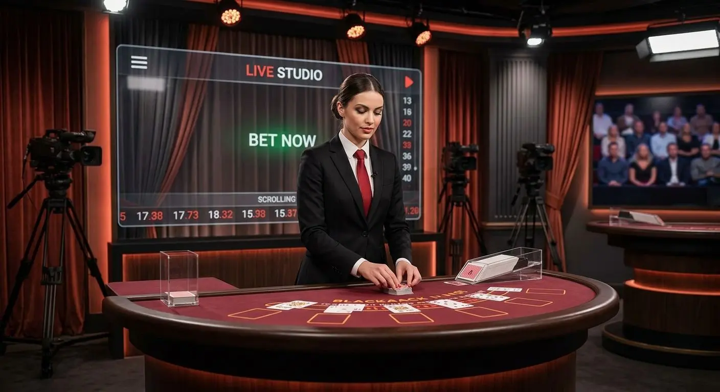 Live games at PlayOJO Live table scene with dealer and real-time game studio setup