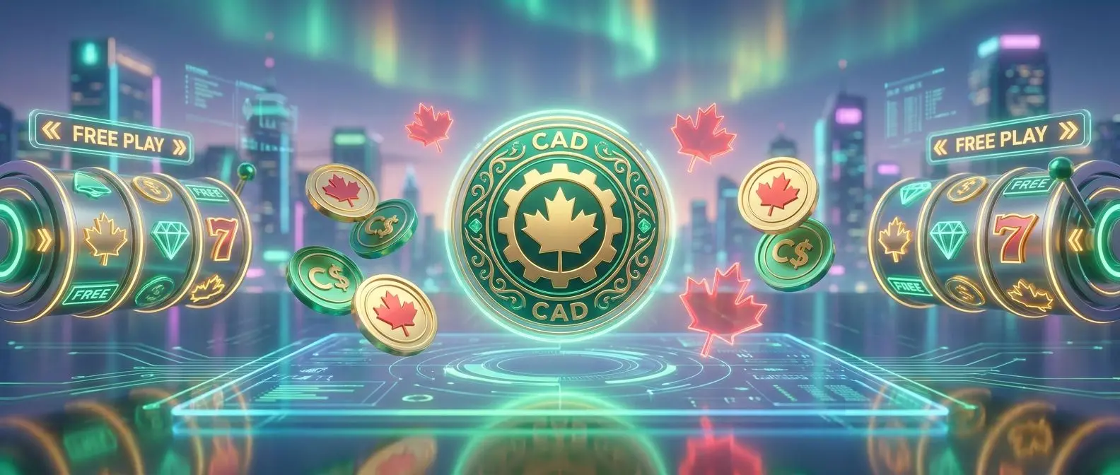 Canada-themed PlayOJO free play banner with maple leaves and CAD symbols