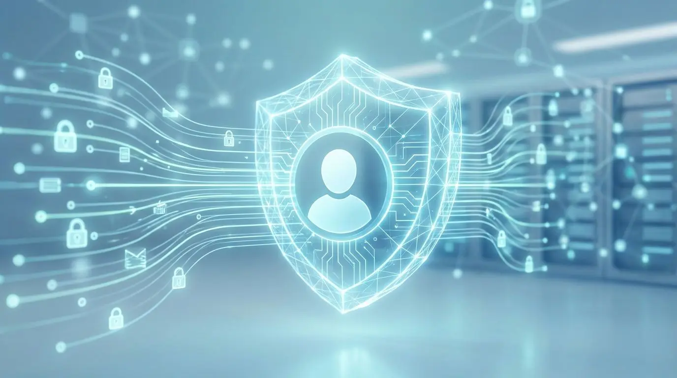 Data protection and privacy security illustration Abstract digital shield protecting player data