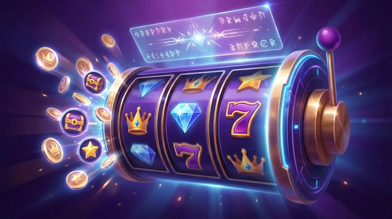 Free spins themed visual with coins and reel symbols representing no wagering style promos