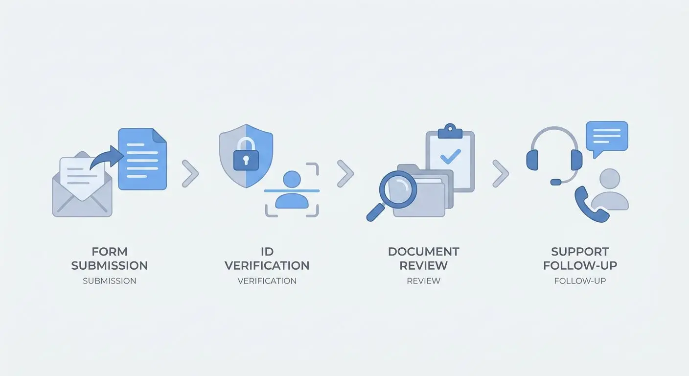 Simple icon flow showing steps to request personal information