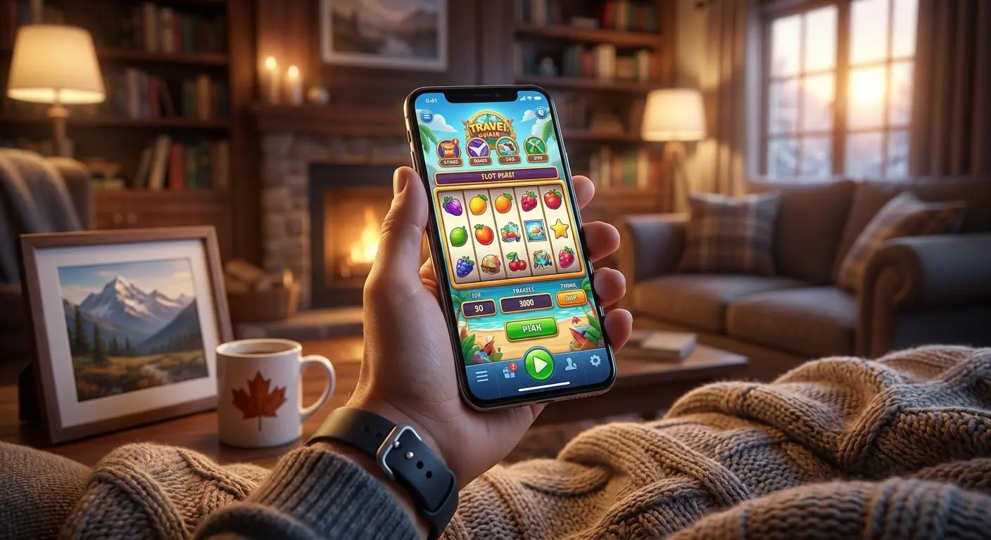 PlayOJO slots on mobile Mobile slot game on a smartphone in a casual everyday setting