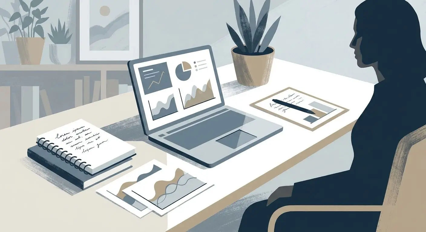 Editorial workspace illustration for the article author section
